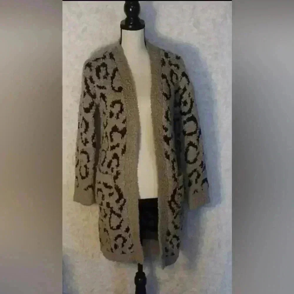 RACHEL ZOE Animal Print Cardigan Sweater Size: L